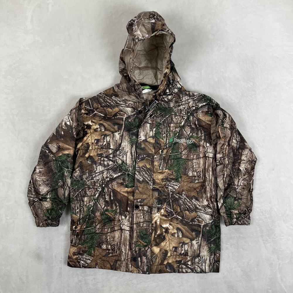 Frogg Toggs Jacket Youth Medium Real Tree Camo Rain Coat Waterproof Hunting